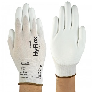 Ansell HyFlex 48-100 Palm-Coated Light Application White Work Gloves